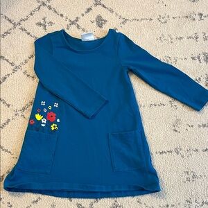 Hanna Andersson Teal Dress with Floral Accents